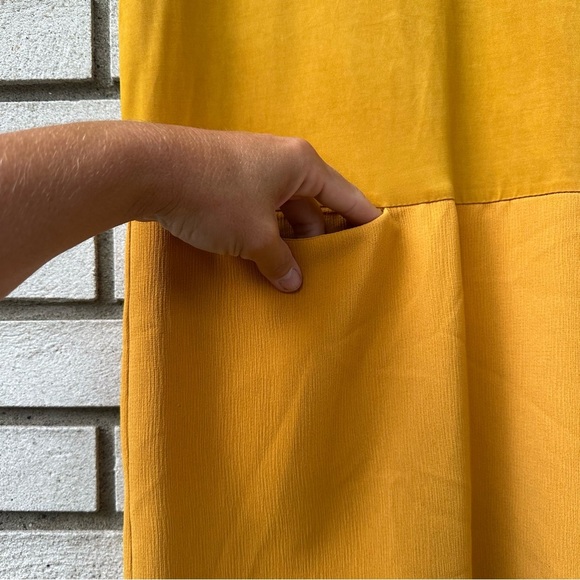 Anthropologie Dolan Left Coast Loren Mustard Yellow Tunic Shift Pocket Dress M - Picture 7 of 11